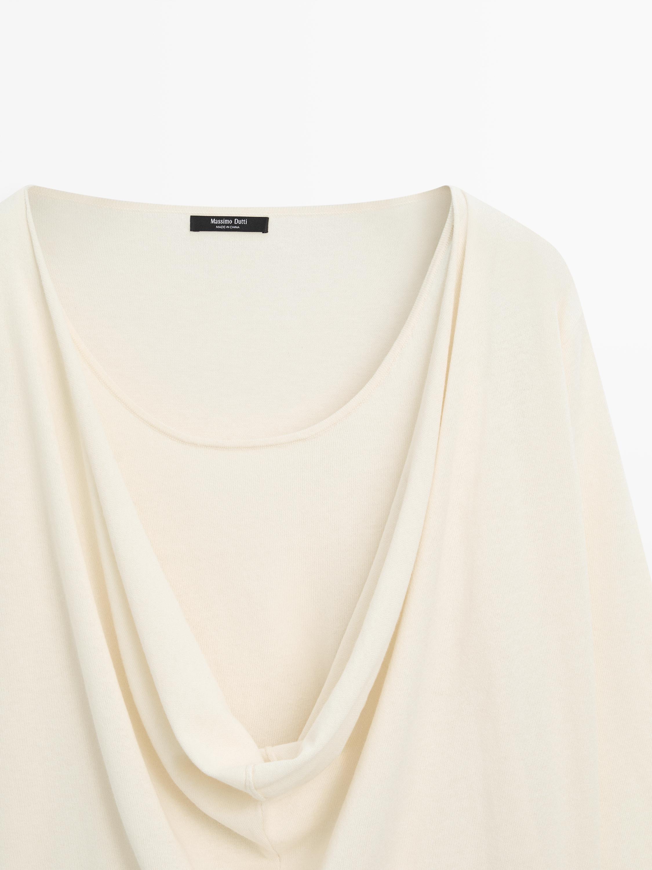 Pull en coton à encolure drapée
